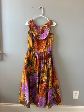 Robbie Bee Floral Print Dress in Purple, Mustard & Olive